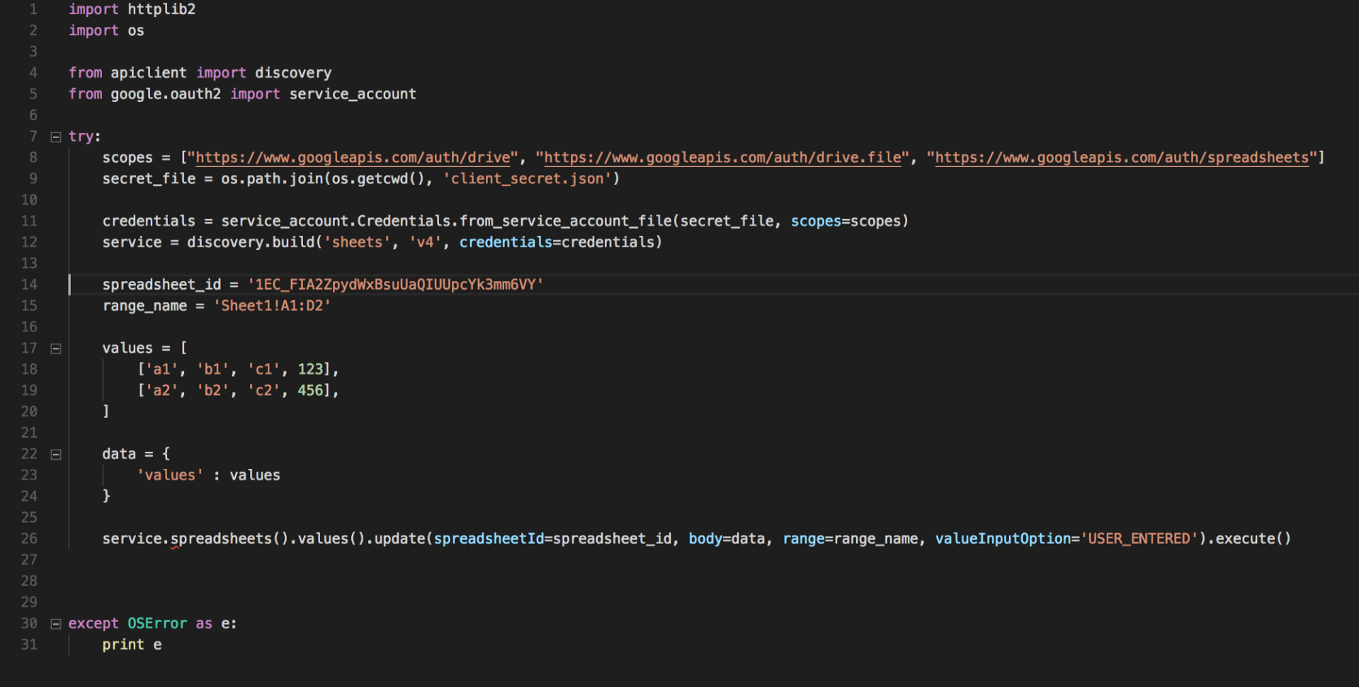 Google Spreadsheet Api Python For Python With Google Sheets Service Account: Stepstep