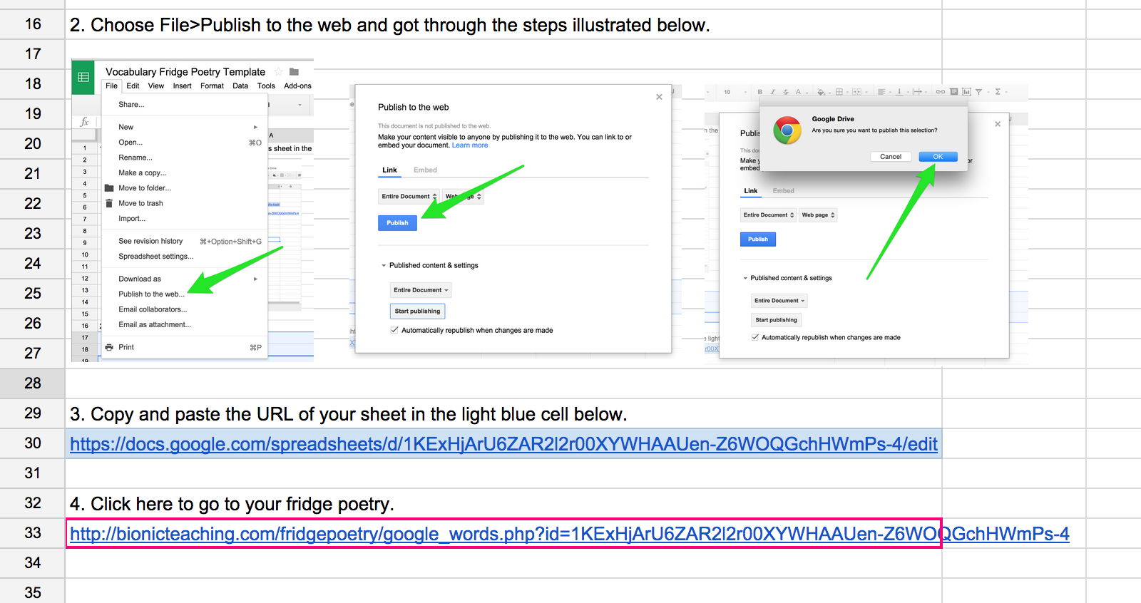 Google Spreadsheet As Database For Website for Fridge Poetry – Google Sheets As Database – Bionic Teaching
