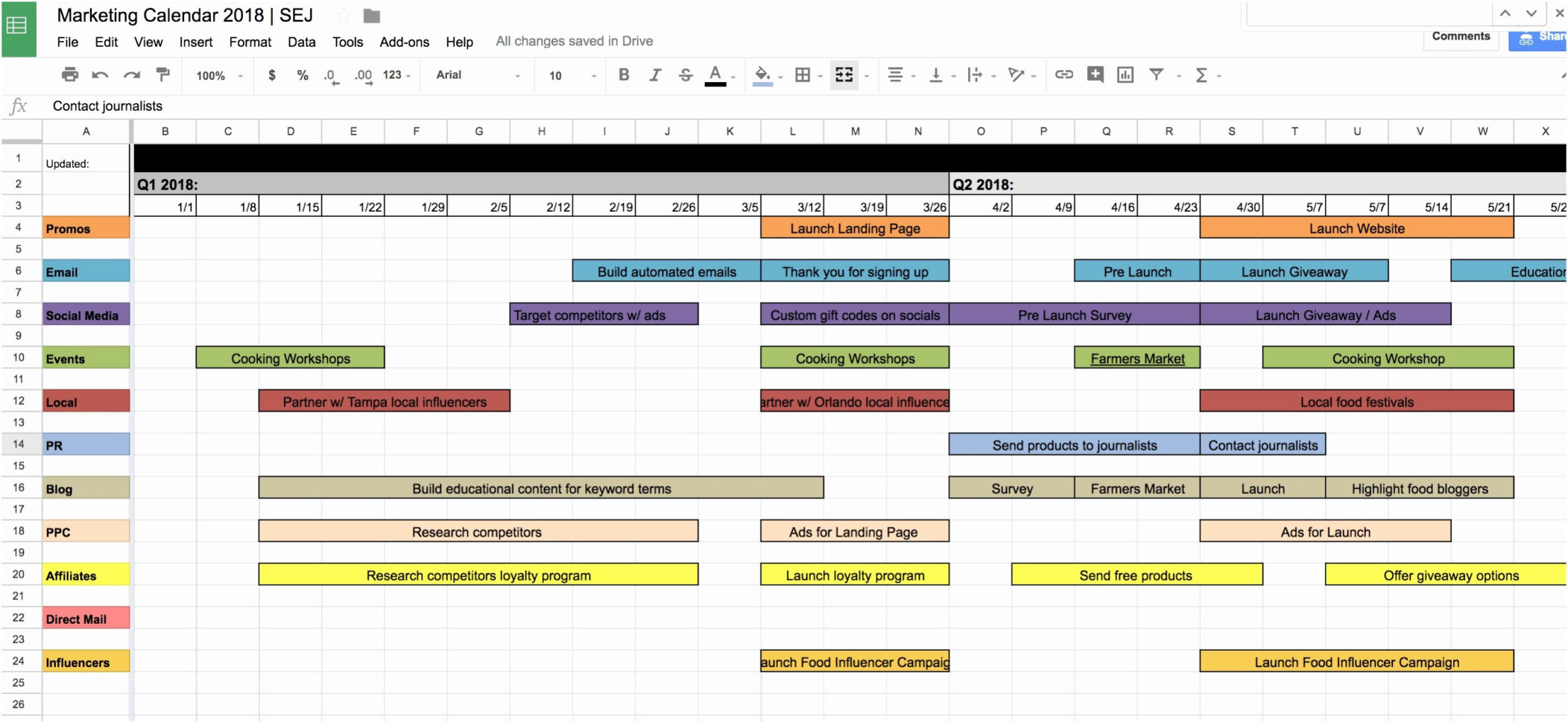 Google Spreadsheet Calendar Template 2018 Intended For Google Doc Calendar Template 2018 New Marketing Calendar Template