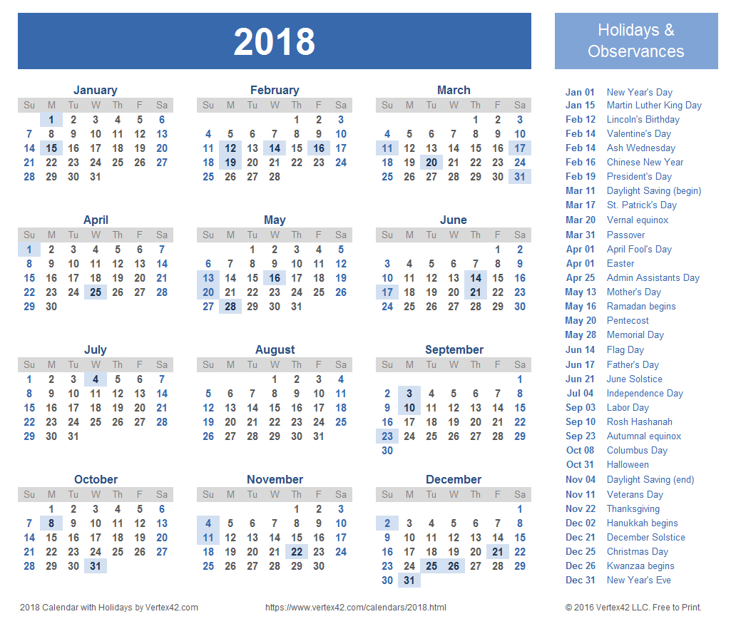 Google Spreadsheet Calendar Template 2018 Throughout 2018 Calendar Templates, Images And Pdfs
