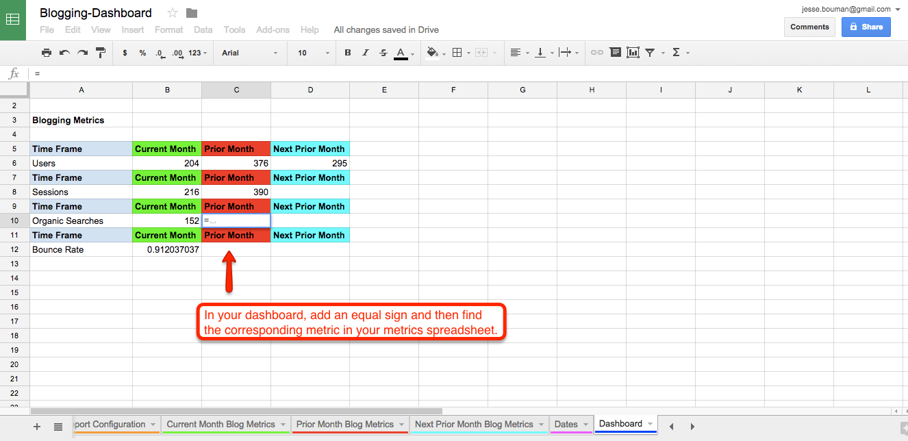 Google Spreadsheet Dashboard Template