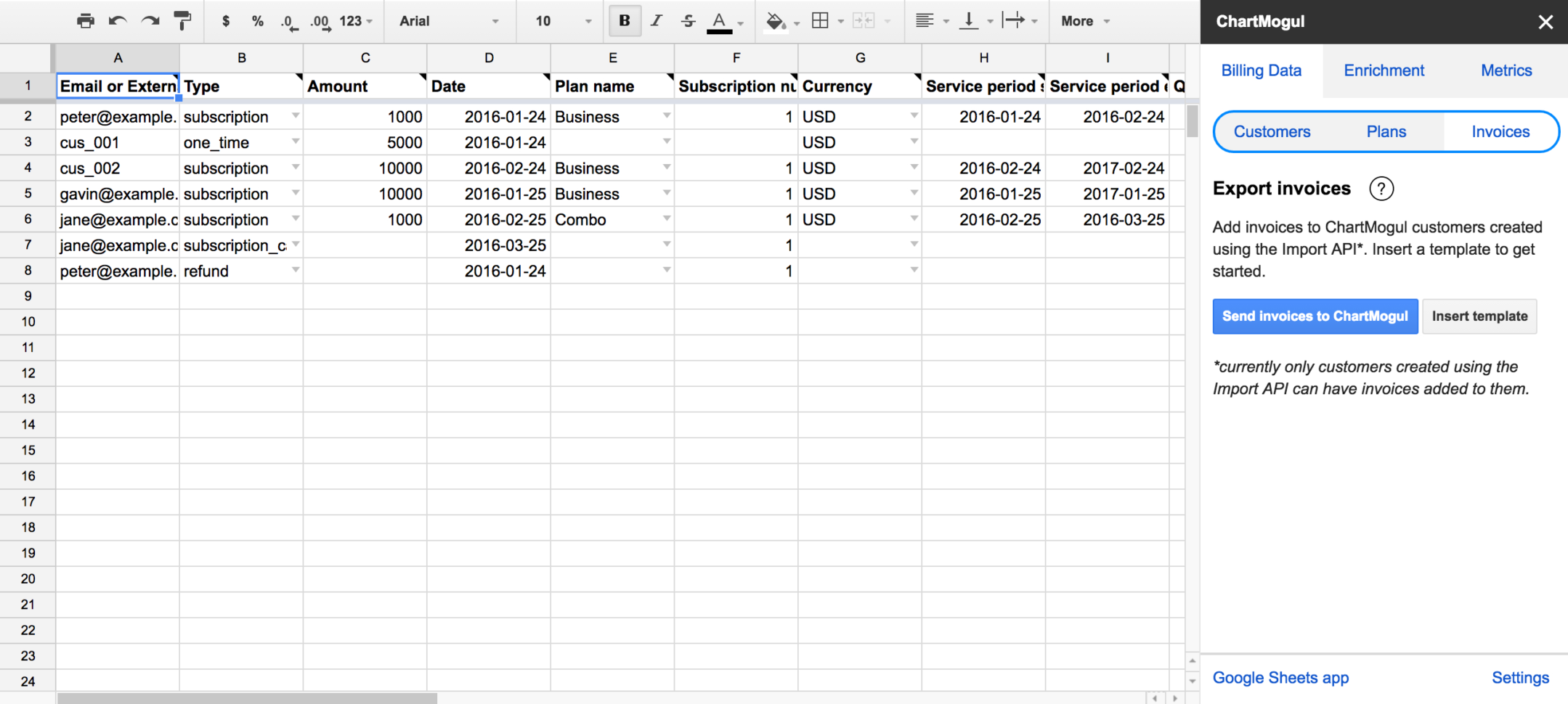 Google Spreadsheet Help Regarding Import Billing System Data From A Google Sheet – Help Center