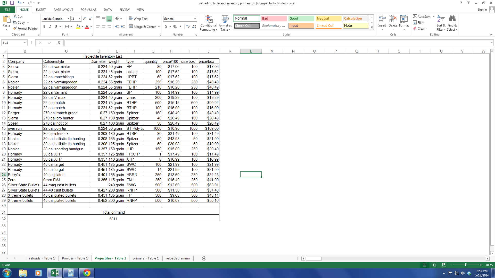 Grain Inventory Spreadsheet Inside Inventory Tracking With Excel  Shooters Forum