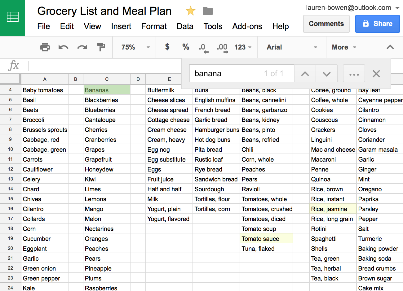 Grocery List Spreadsheet for How I Use Google Sheets For Grocery