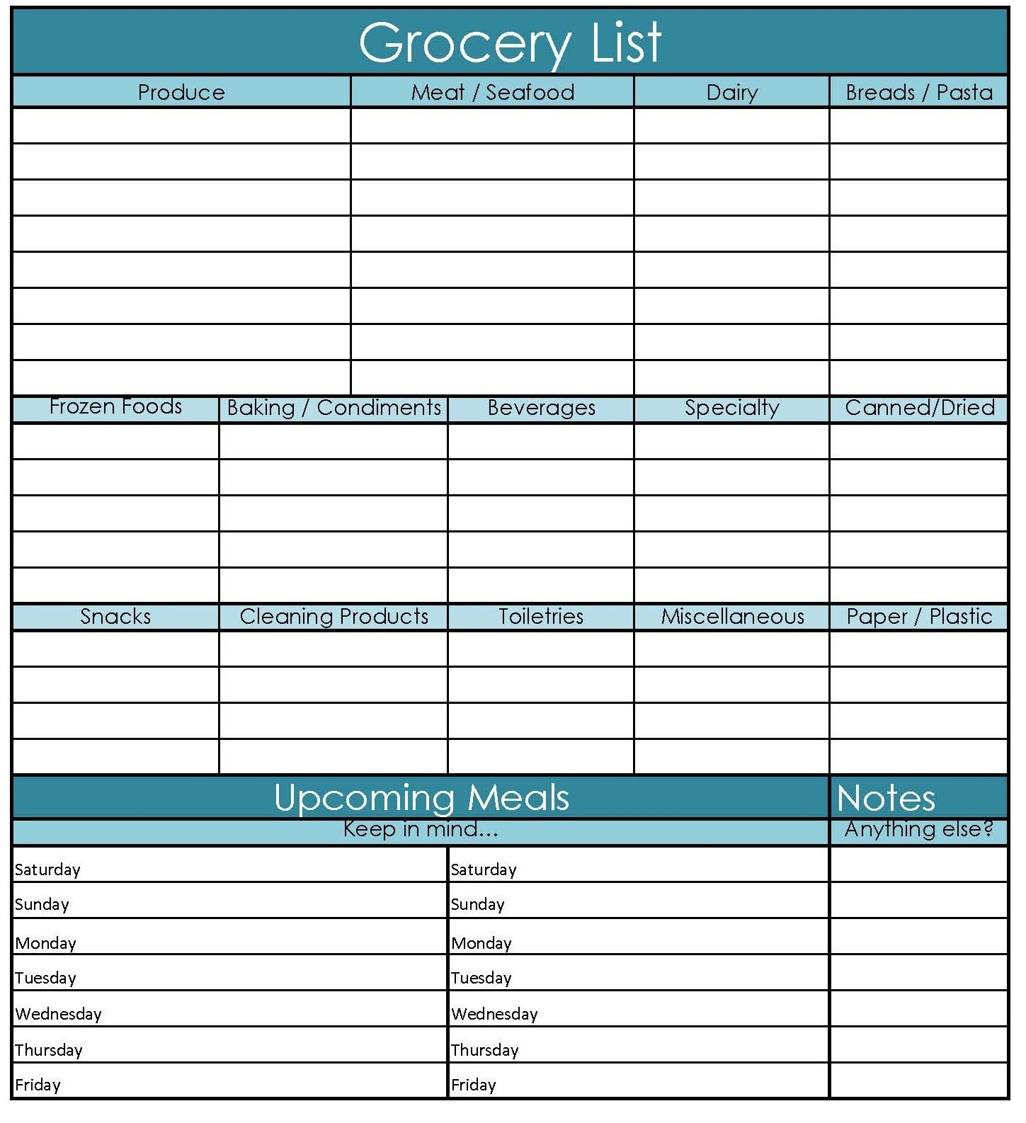 Grocery Spreadsheet Template Printable Spreadshee grocery budget