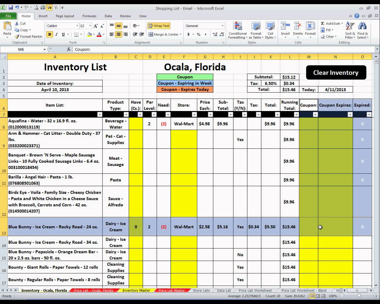 grocery spreadsheet template within excel grocery list template