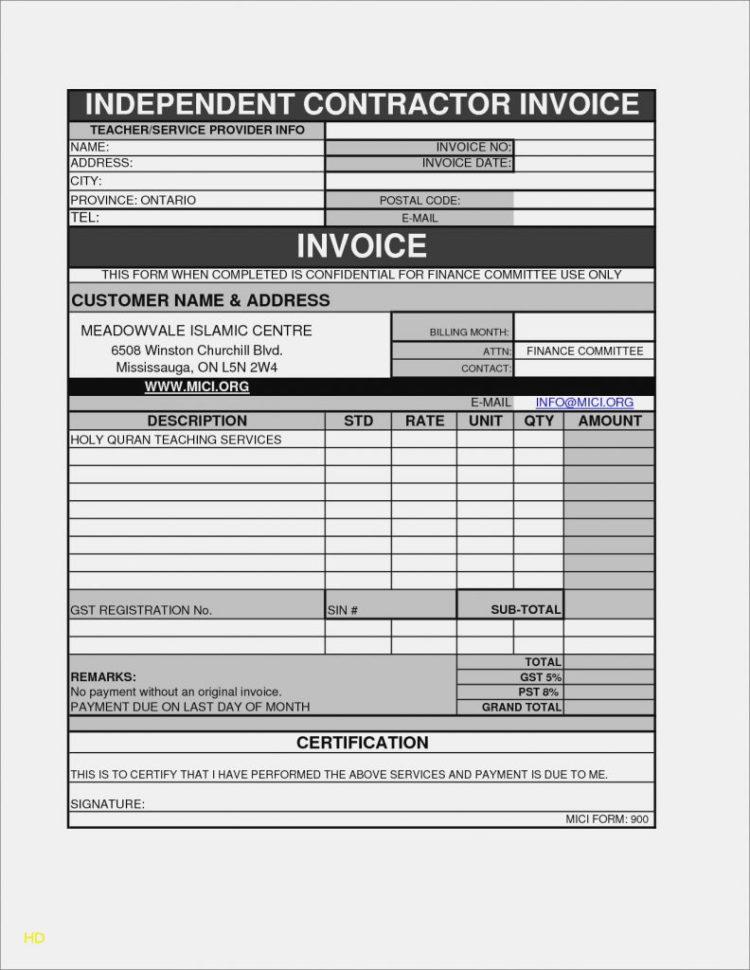 Gst Spreadsheet Template Australia In Contractor Invoice Template Gst Format For Works Contract In India