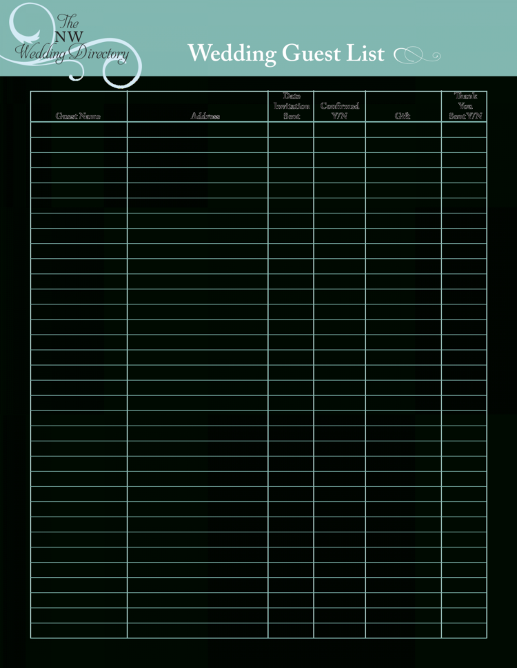 Guest List Spreadsheet For Free Wedding Guest List  Templates At Allbusinesstemplates