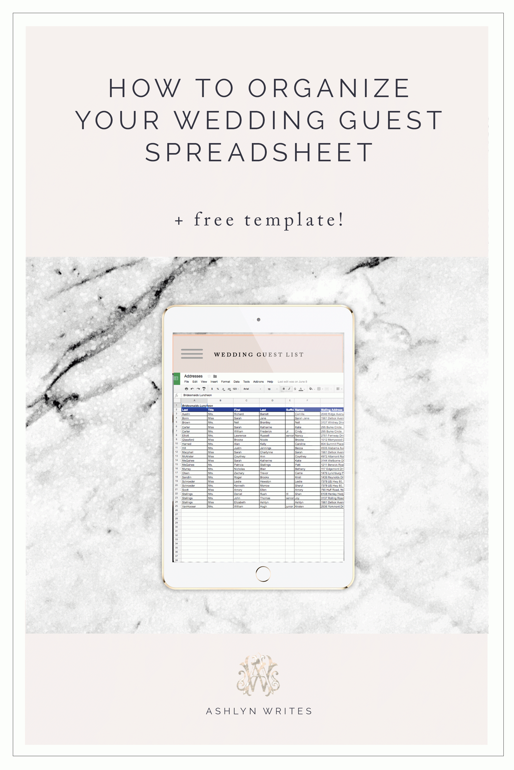 Guest List Spreadsheet For How To Organize A Wedding Guest List Spreadsheet + Free Template