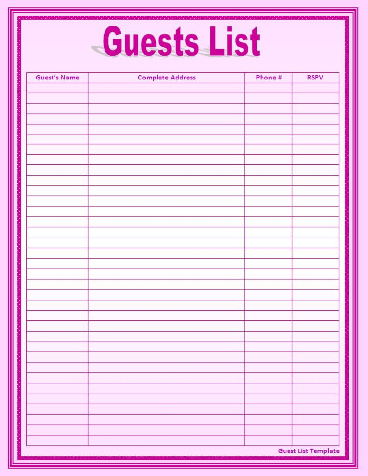 Guest List Spreadsheet Intended For Wedding Invite Listadsheet Guest Template Printable To Do Uk Indian