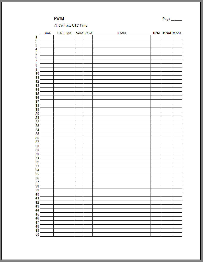Ham Radio Logging Excel Spreadsheet Inside Log Sheets From Excel Spreadsheet