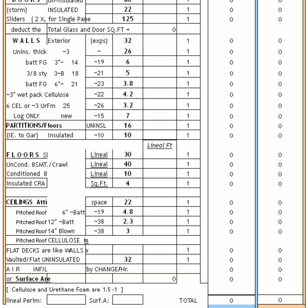 Heat Load Calculation Spreadsheet throughout How To Perform A Heatloss Calculation — Part 2 Regarding Hvac