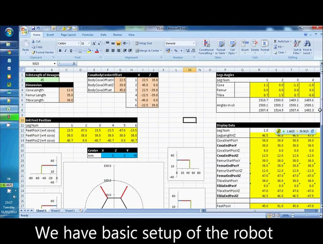 Hexabot Spreadsheet Intended For Hexapod Robot Inverse Kinematics Excel Spreadsheet Simulation