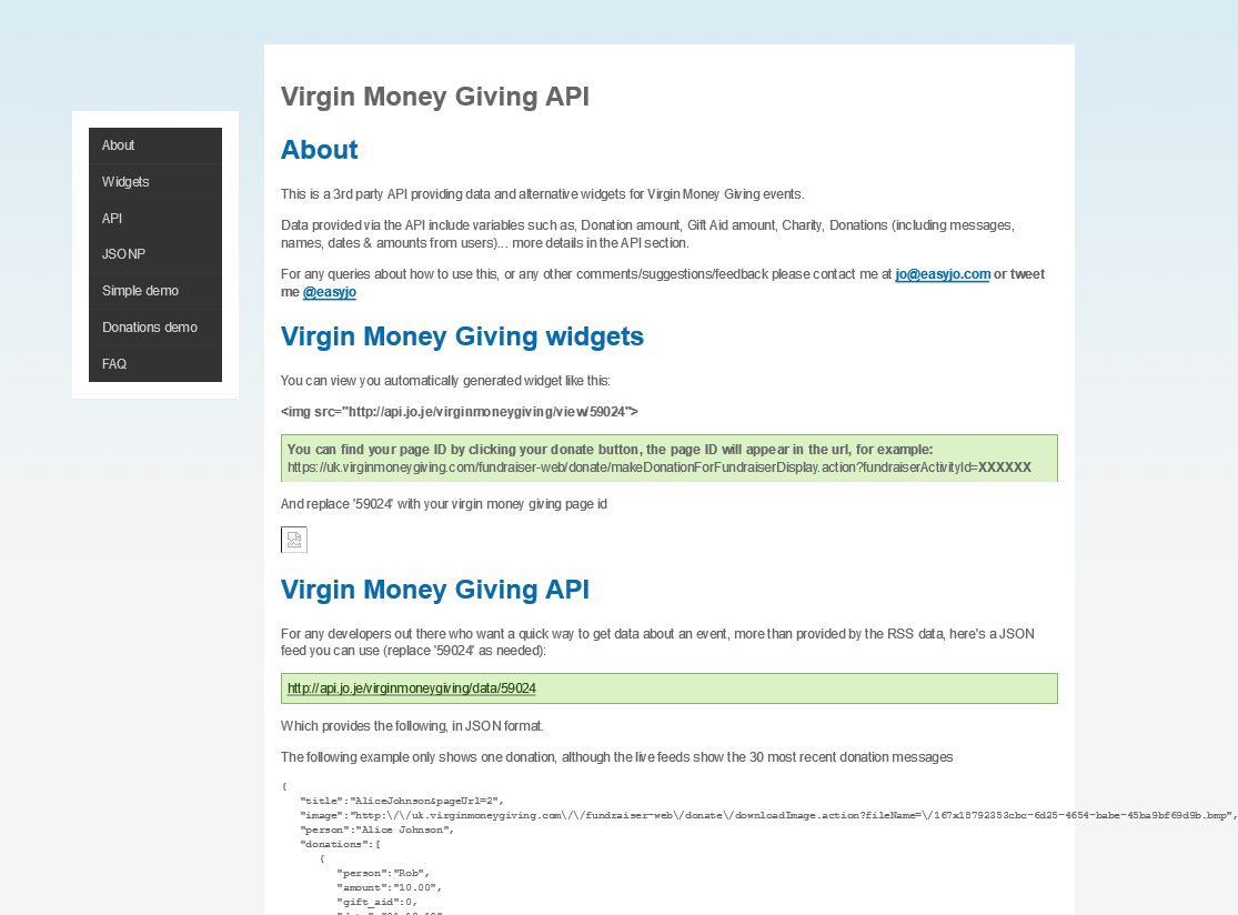 Hmo Daddy Spreadsheet with Unofficial Virgin Money Giving Api Overview, Documentation