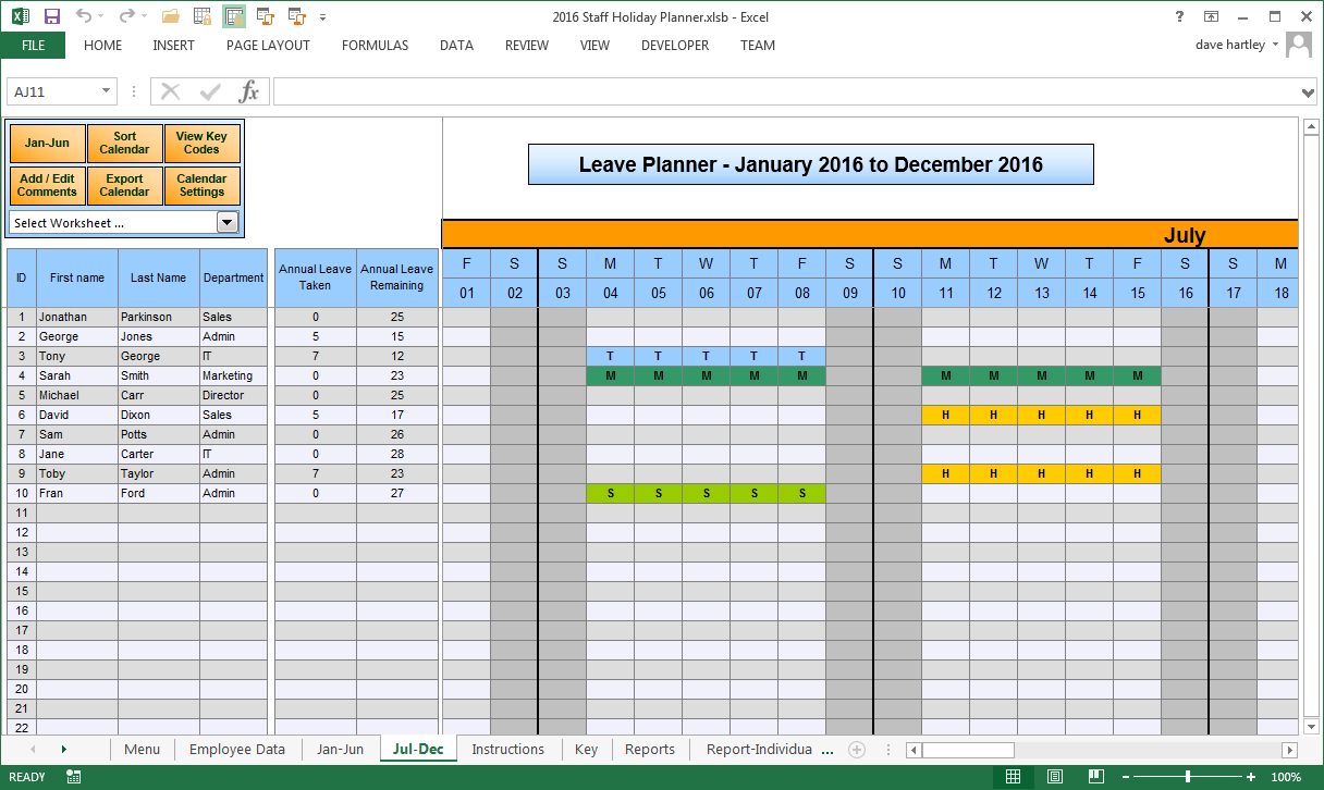 Holiday Entitlement Calculator Spreadsheet Regarding The Staff Leave Calendar. A Simple Excel Planner To Manage Staff