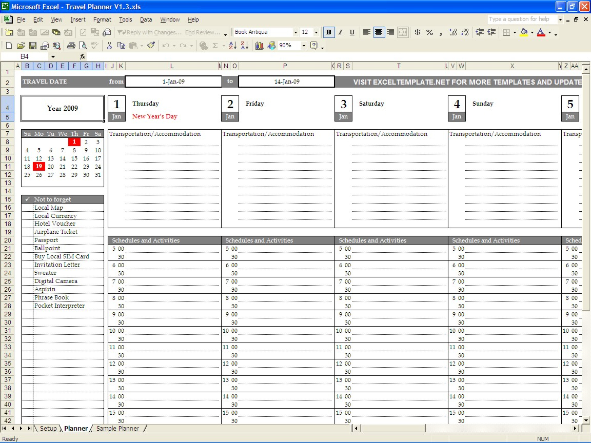 Holiday Planning Spreadsheet db excel com