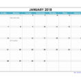 Holiday Spreadsheet Template 2018 Within Free Download 2018 Excel Calendar Large Boxes In The Grid Horizontal