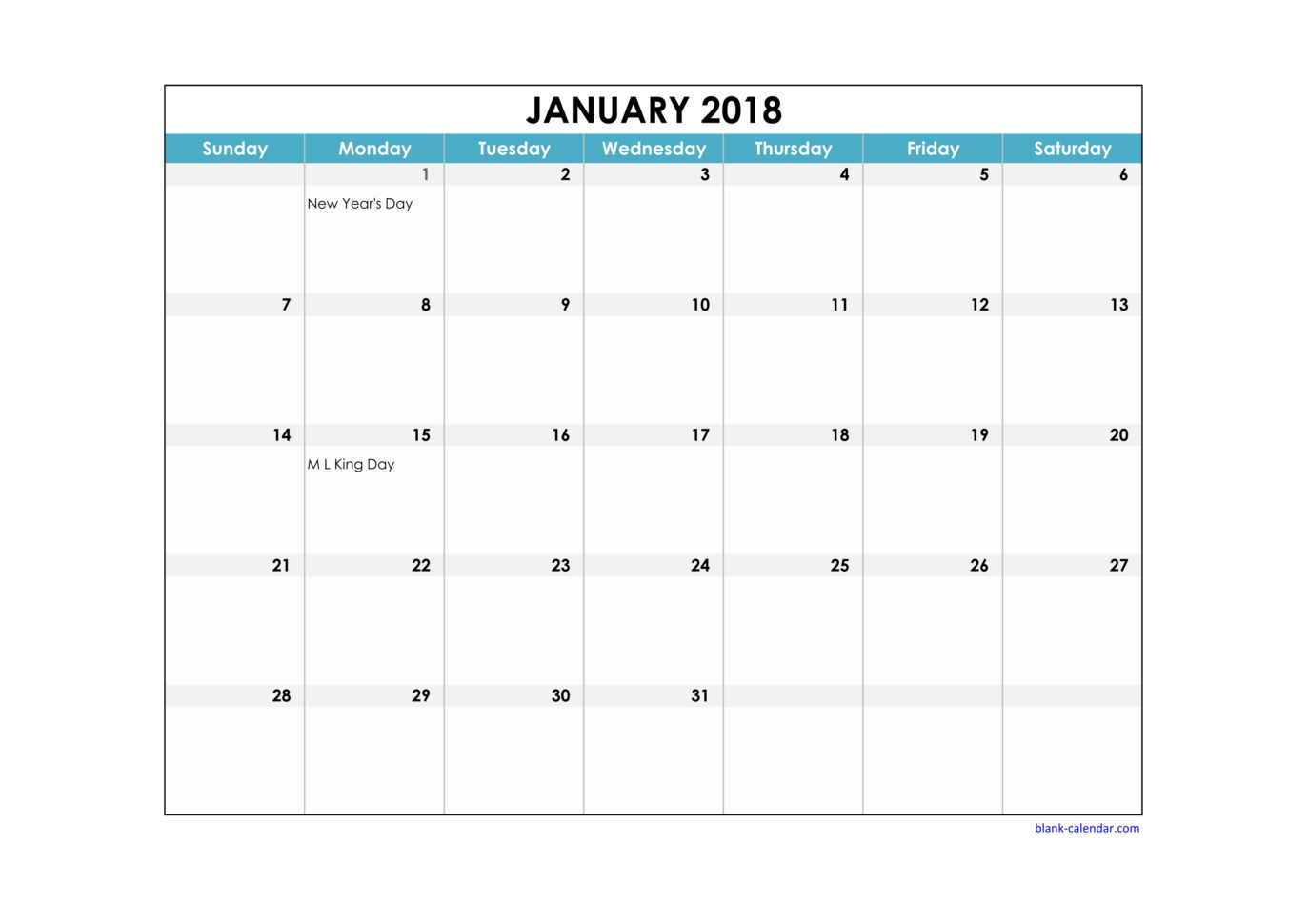 Holiday Spreadsheet Template 2018 Within Free Download 2018 Excel Calendar Large Boxes In The Grid Horizontal
