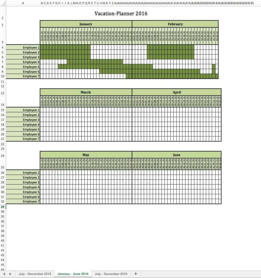 Holiday Spreadsheet Throughout Staff Vacation Planner Template  Pulpedagogen Spreadsheet Template Docs