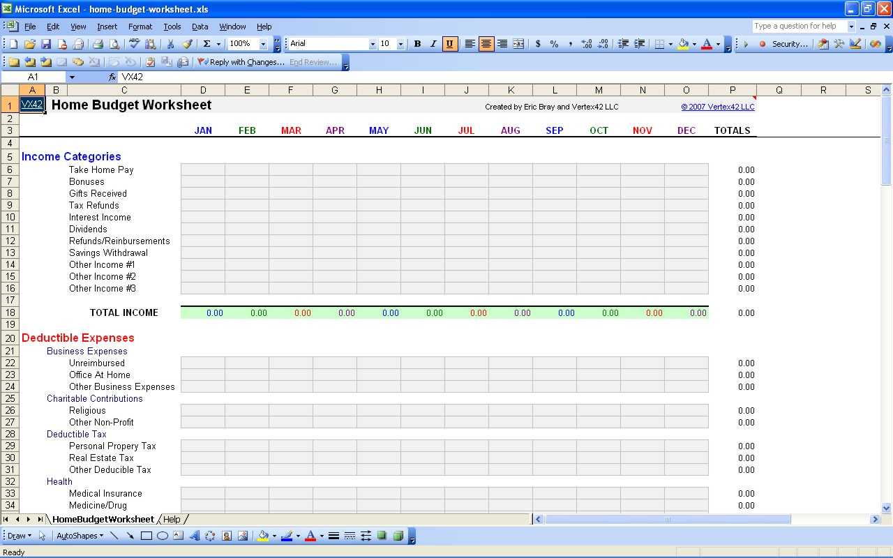 Home Budget Expenses Spreadsheet Within Spreadsheet Free Personal Budget Templatexcel Monthly