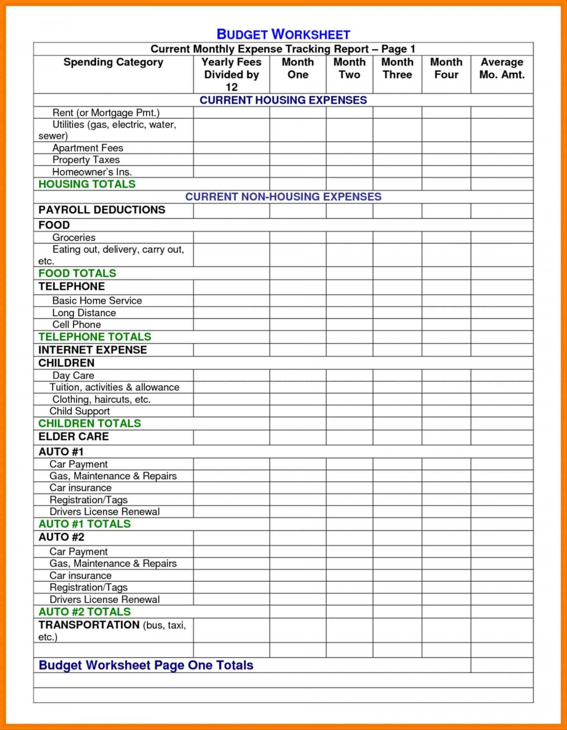 simple household budget excel