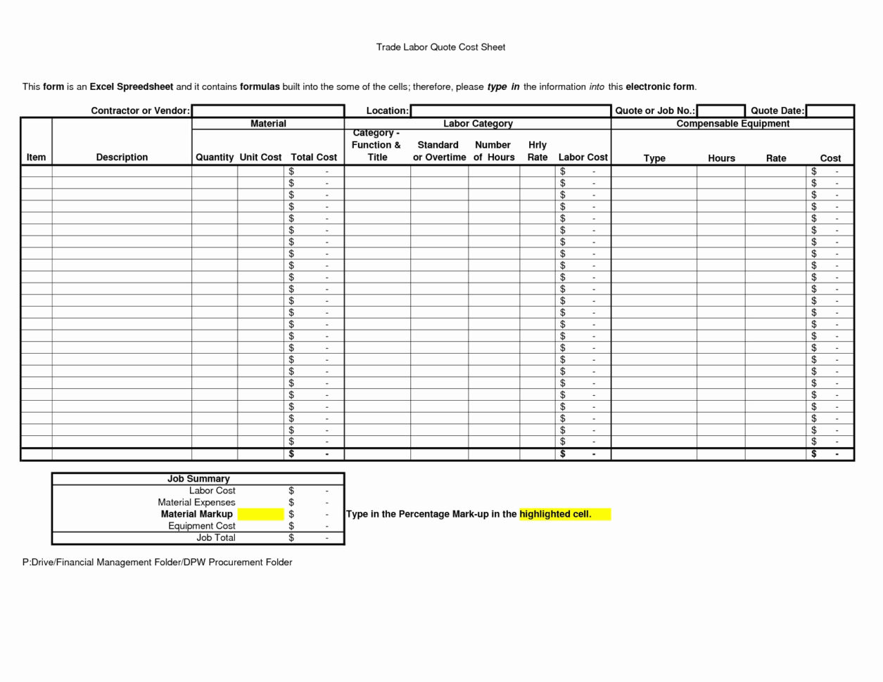 Home Building Cost Breakdown Spreadsheet with Construction Job Costing ...