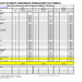 Home Building Cost Breakdown Spreadsheet Within Cost Estimate Comparison Spreadsheet  Cost Estimate Spreadsheet