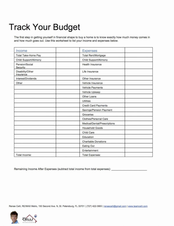 Home Buying Expenses Spreadsheet —