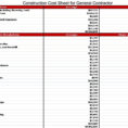 Home Construction Cost Spreadsheet With Construction Cost Sheet For General Contractor