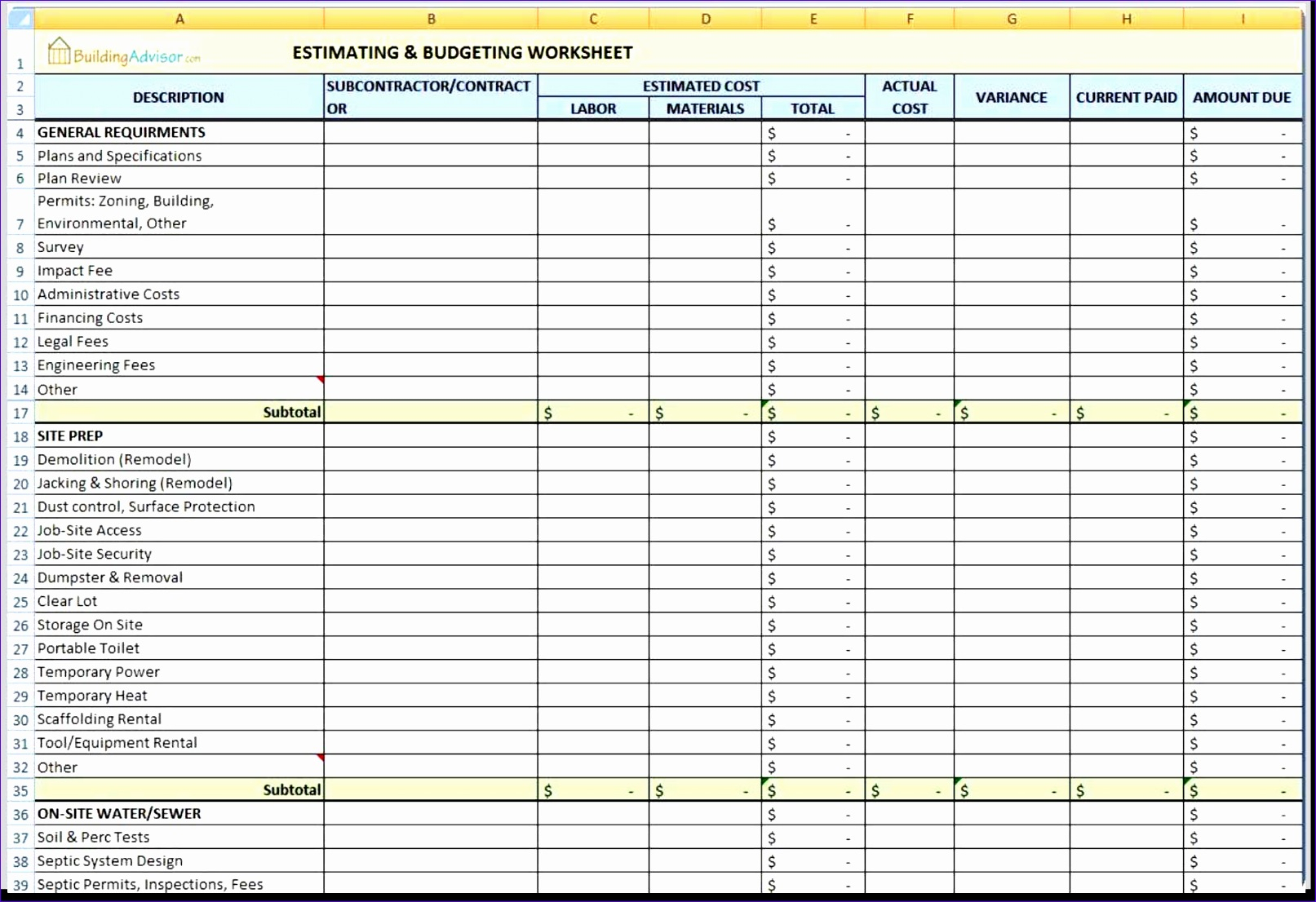 Home Improvement Spreadsheet within Home Improvement Spreadsheet