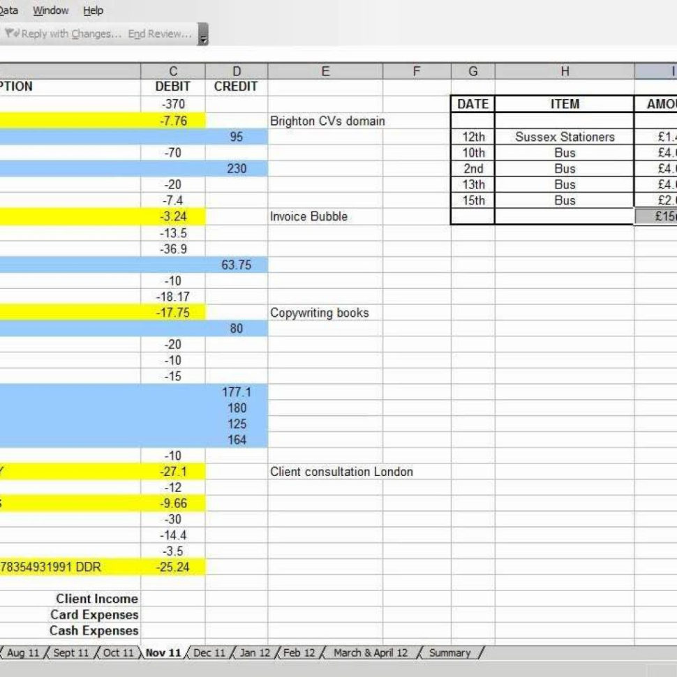 Home And Expense Spreadsheet for And Expenses Spreadsheet
