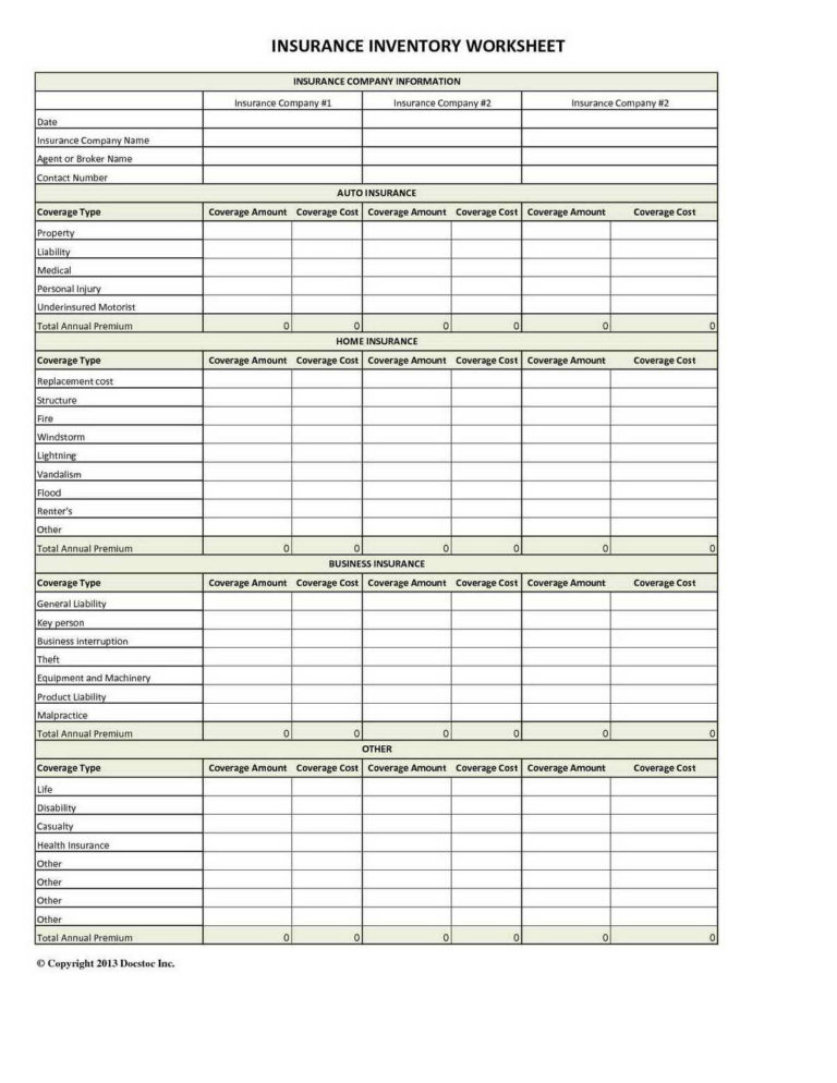 excel home inventory template