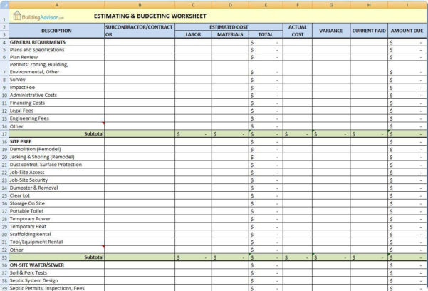 Home Renovation Budget Excel Spreadsheet Uk Google Spreadshee Home ...