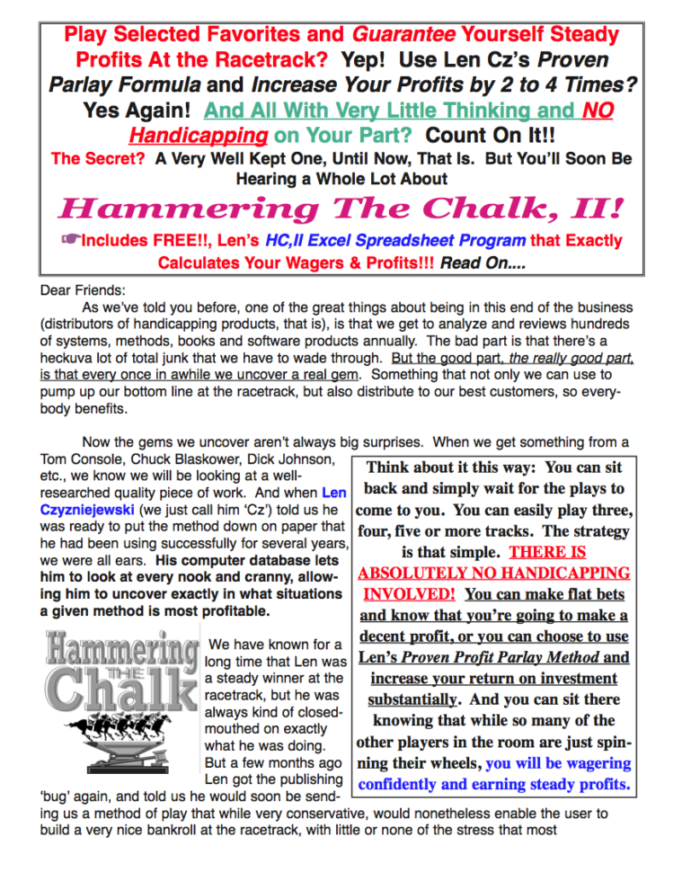 Horse Racing Analyser Spreadsheet Pertaining To Hammering The Chalk, Ii!! A Guaranteed Profit Method Using Place