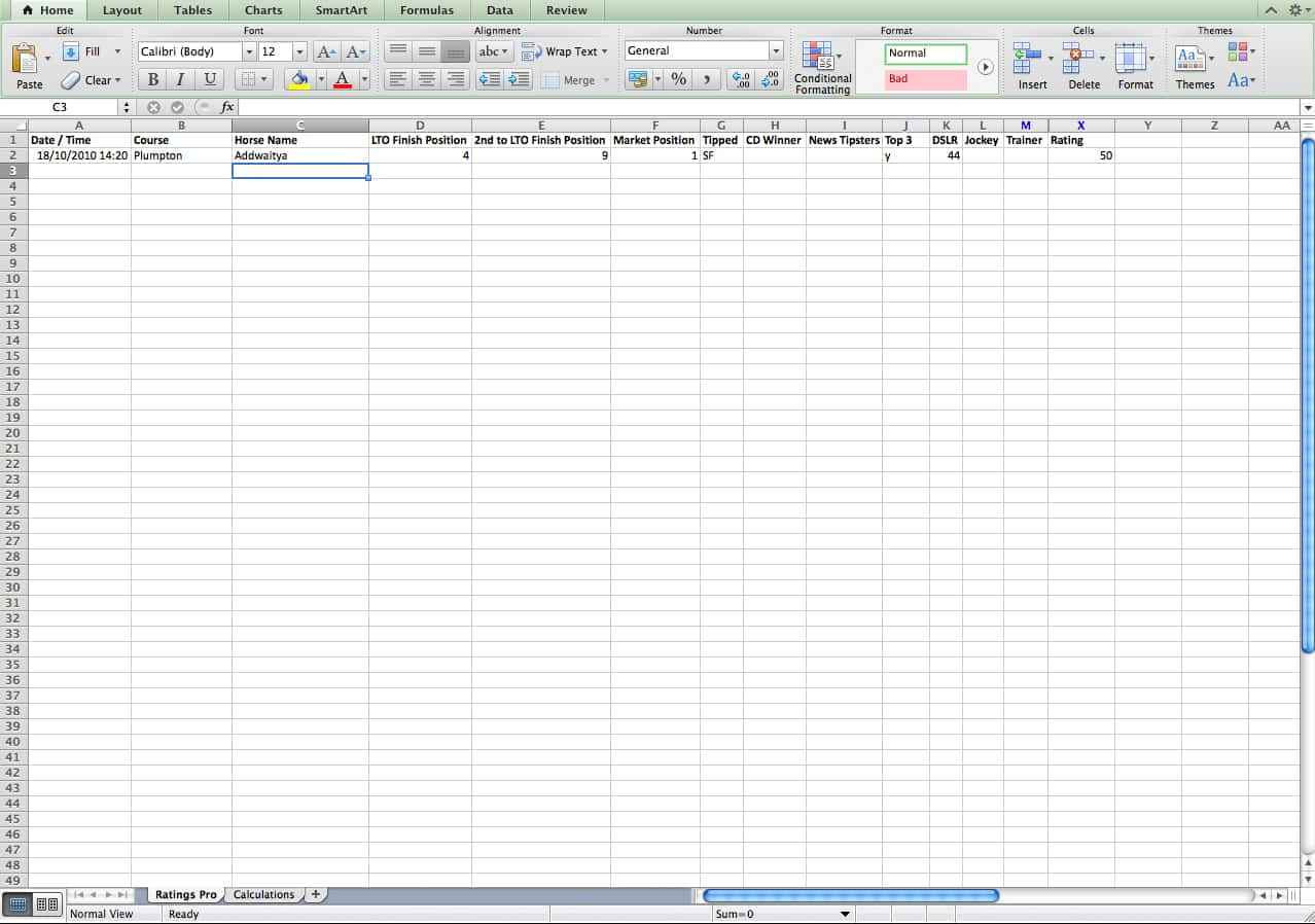 Horse Racing Experts Calculation Spreadsheet Pertaining To Race Advisor Members