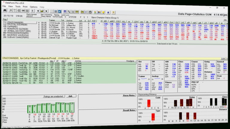 Horse Racing Ratings Spreadsheet throughout Dataform Horse Racing Data ...