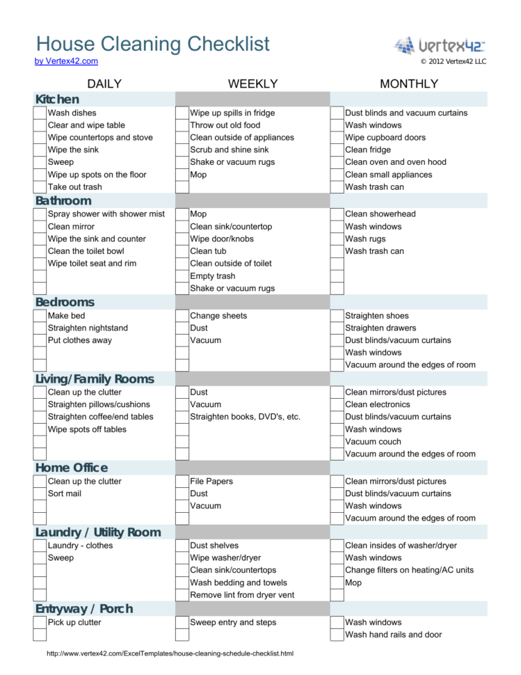 House Cleaning Spreadsheet Templates Inside Download House Cleaning Checklist Template  Excel  Pdf  Rtf
