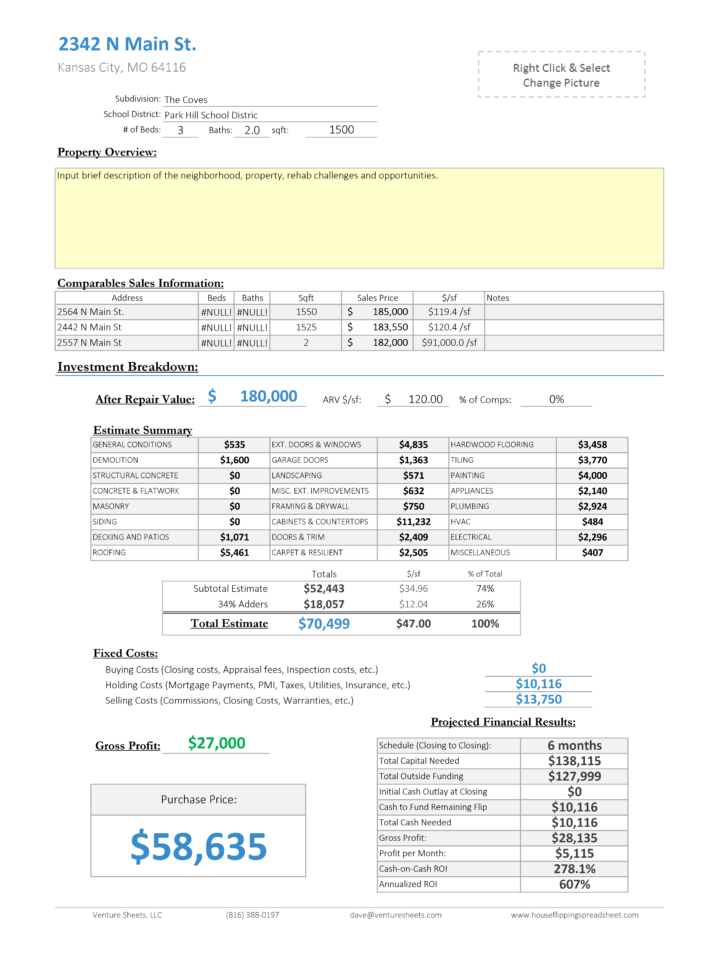 House Flip Excel Spreadsheet with House Flipping Spreadsheet Rehabbing