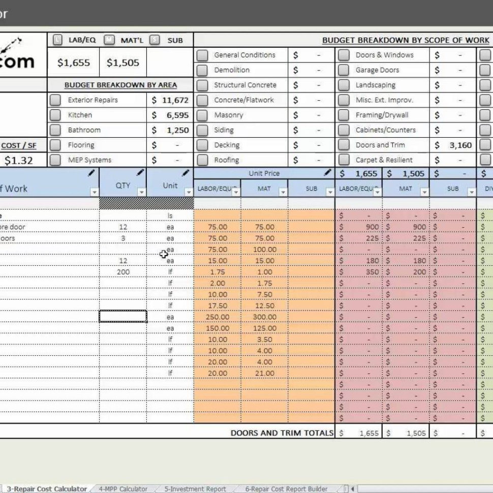 House Flipping Spreadsheet Download Intended For House Flipping Budget Spreadsheet Template And House Flip