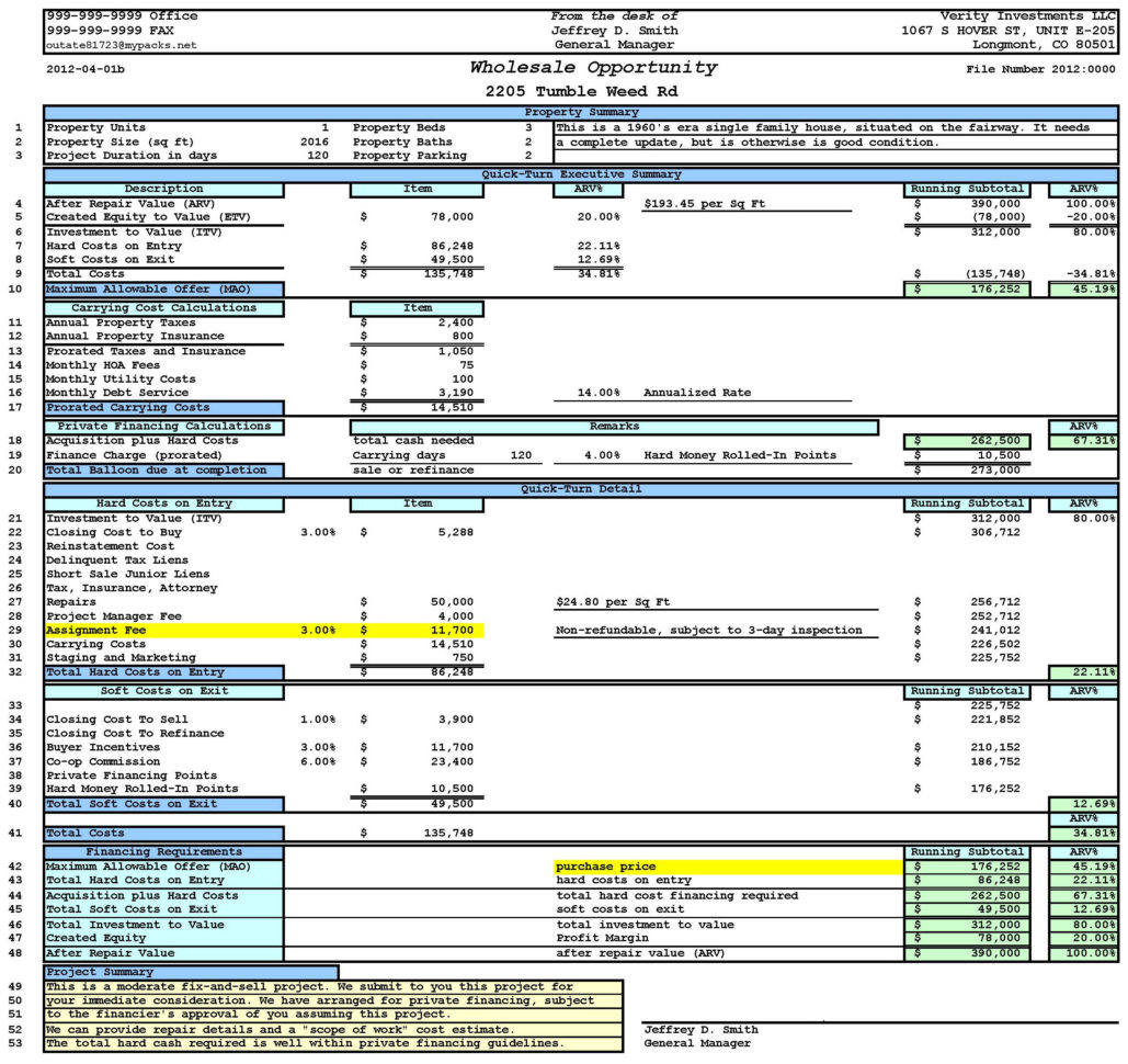 house flipping spreadsheet free download