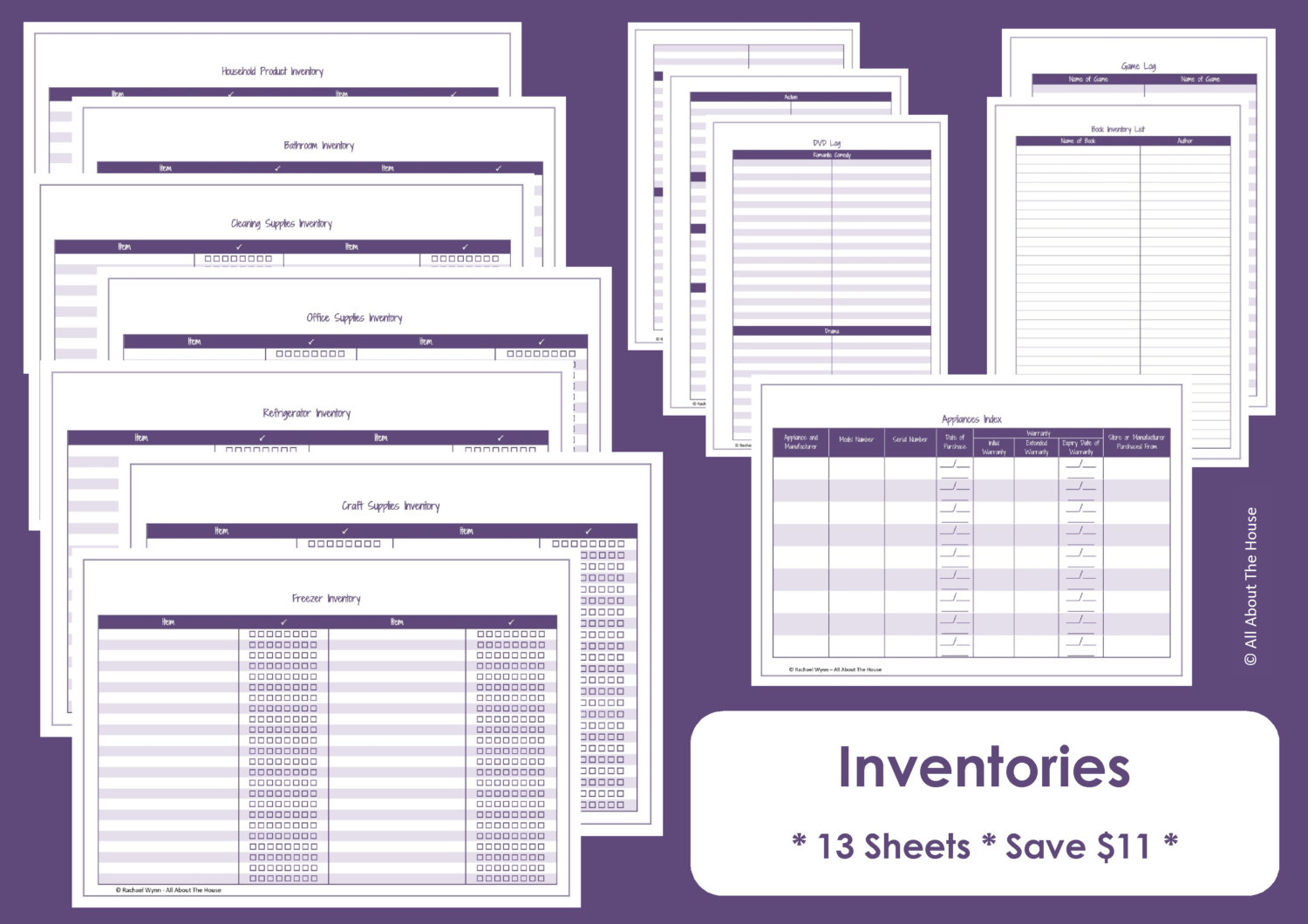 home inventory worksheet excel