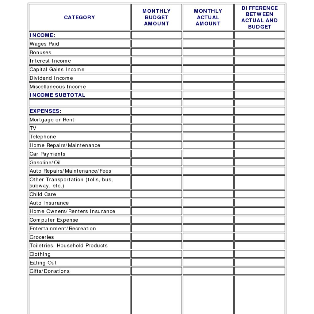 How To Make A Spreadsheet For Household Bills