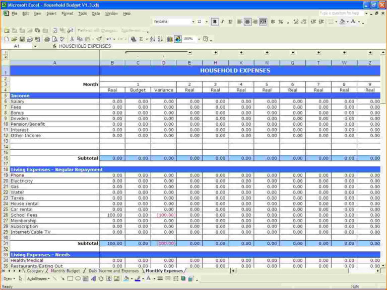 Household Budget Spreadsheet Australia throughout Best Budget