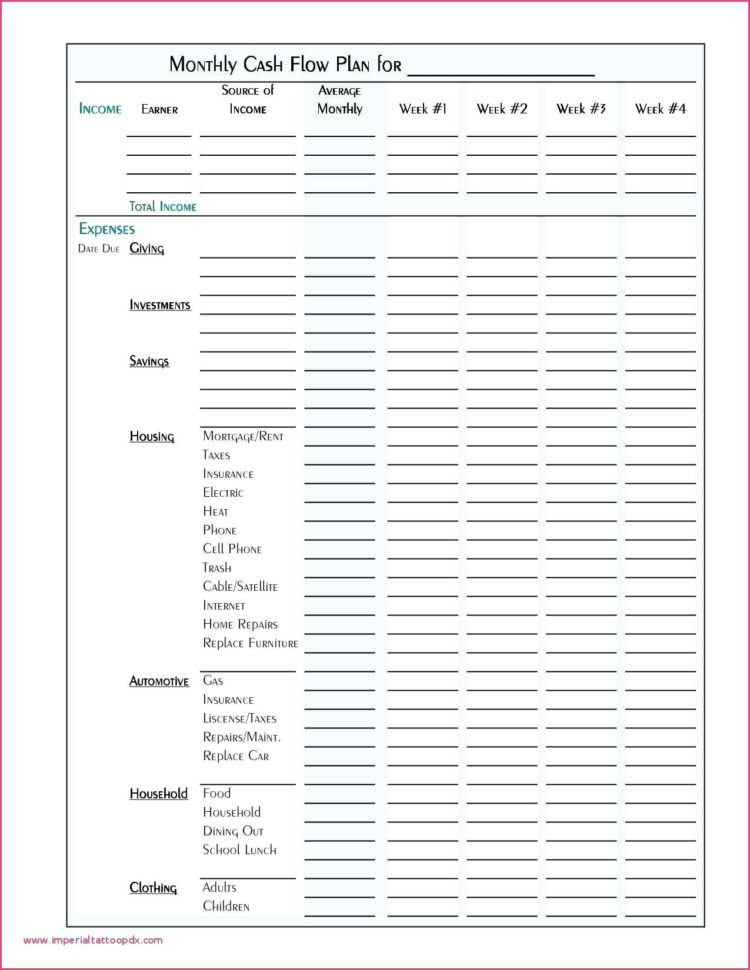 Household Cash Flow Spreadsheet intended for 015 Household Budget ...