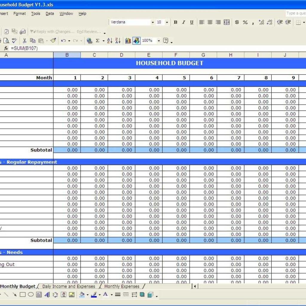 Household Expenditure Spreadsheet Regarding Household Budget  Excel Templates Inside Free Household Budget