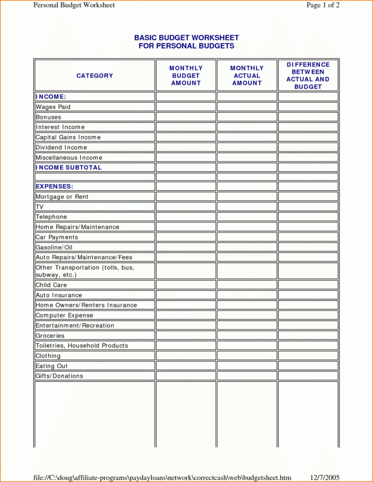 Household Finance Spreadsheet For Expenseusiness Monthly Expenses Spreadsheet With Enchanting