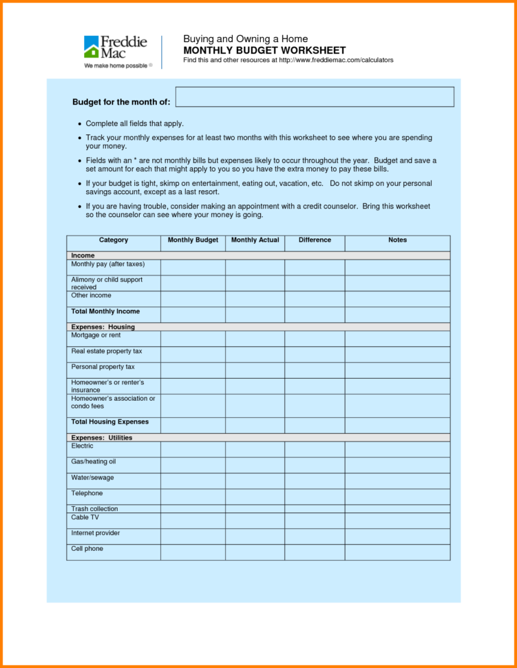 Household Spreadsheet With Regard To Monthly Spreadsheets Household Budgets And 7 Household Bud Worksheet