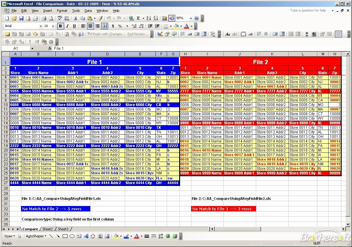 microsoft excel spreadsheet compare