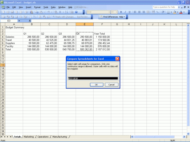 winmerge compare multiple columns of excel file