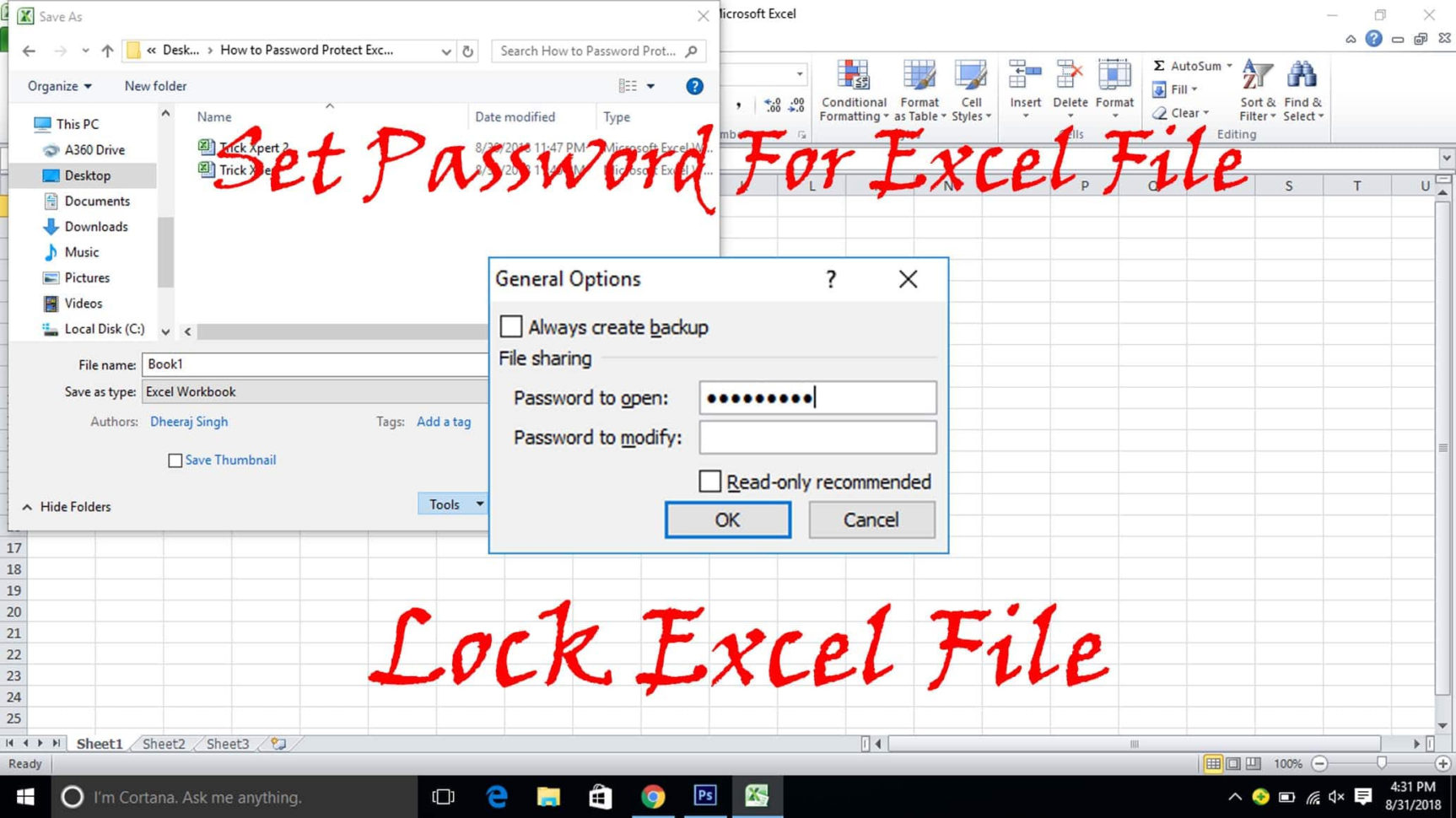 how to make an excel spreadsheet password protected